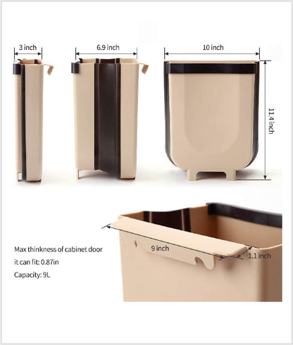 Hanging Trash Can For Kitchen Cabinet Door, Car, Bathroom & Toilet Foldable Waste Storage Trashcan