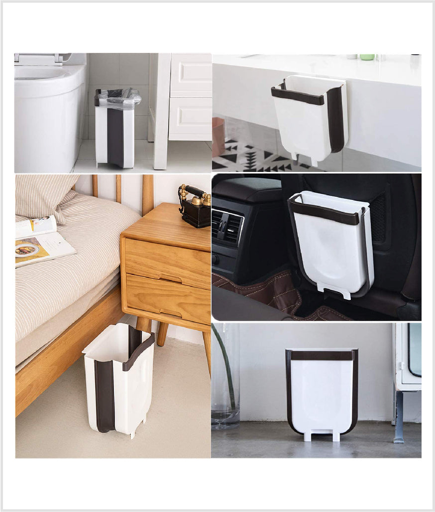 Hanging Trash Can For Kitchen Cabinet Door, Car, Bathroom & Toilet Foldable Waste Storage Trashcan