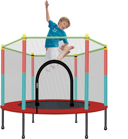 Kids Trampoline with Safety Enclosure Net - 5FT Trampoline for Toddlers Indoor and Outdoor - Parent-Child Interactive Game Fitness Trampoline Toy