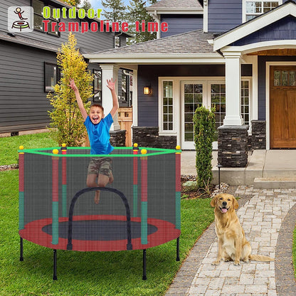 Kids Trampoline with Safety Enclosure Net - 5FT Trampoline for Toddlers Indoor and Outdoor - Parent-Child Interactive Game Fitness Trampoline Toy